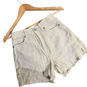 American‎ Eagle High Rise Mom Denim Shorts Size 000 Distressed Destroyed Cut Off